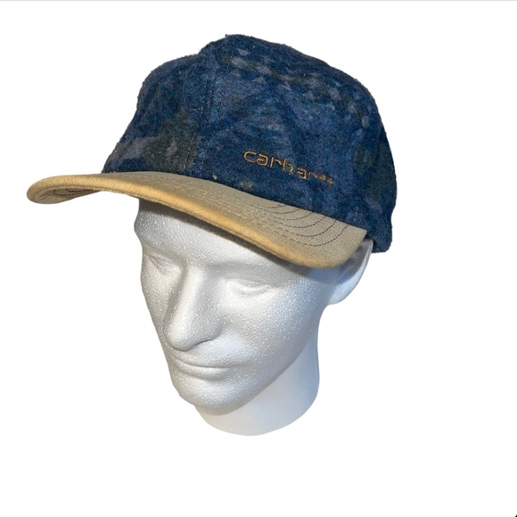 Vintage Carhartt Trucker Cap Aztec Blanket Hat Southwest Made in USA Blue #3 - Picture 1 of 14
